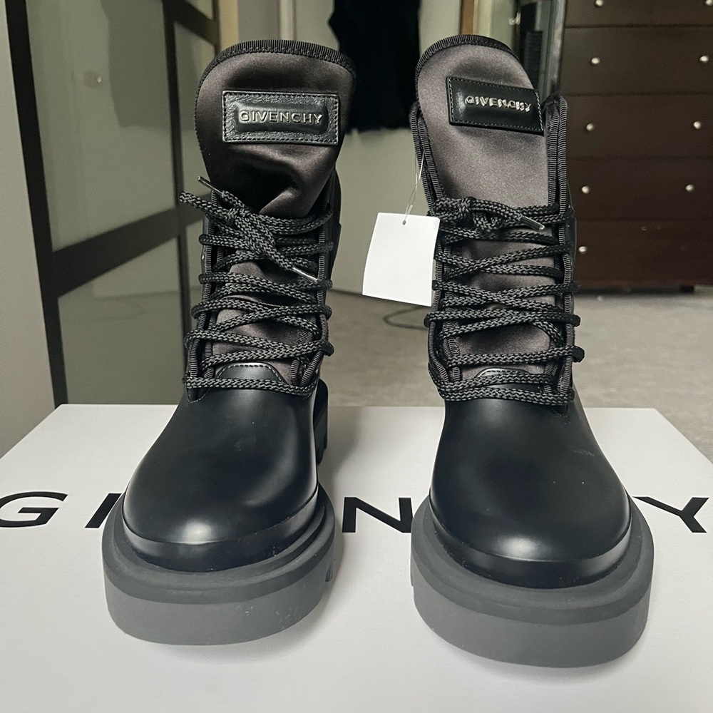 Givenchy Black Leather Combat Boots - Picture 2 of 5